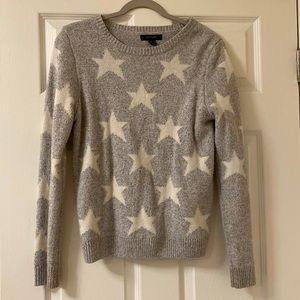 Gray Knit Sweater With White Stars